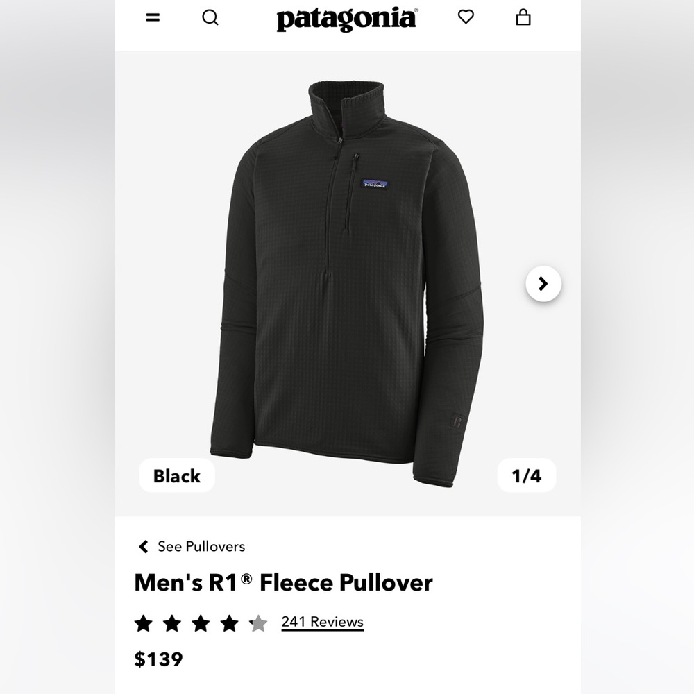 Patagonia Men’s R1 Fleece Pullover